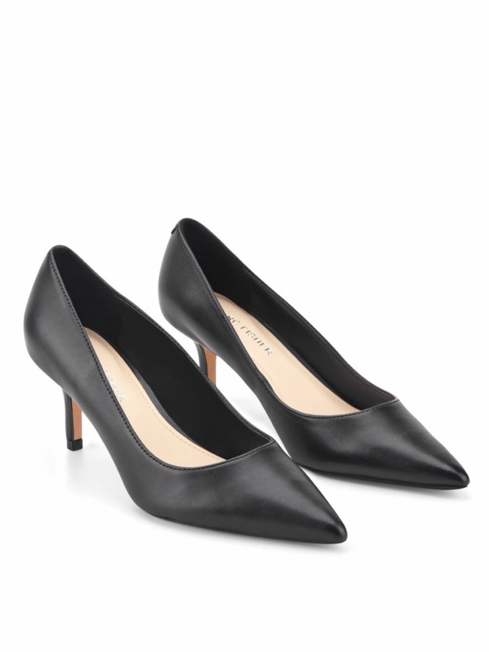 Marc Fisher Alola Black Leather Stiletto Pumps, Size 6, NEW